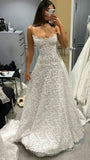 Elegant Lace Strapless A-line Wedding Gown Bridal Dresses With Sweep HZ0307