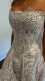 Elegant Lace Strapless A-line Wedding Gown Bridal Dresses With Sweep HZ0307