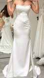 Elegant Mermaid Strapless Wedding Dresses Appliques Long Bridal HZ0307