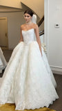 Elegant Pearl Beaded Wedding Dress, Lace Ball Gown With Big HZ0307