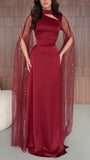 Elegant Sheath Blue Red Prom Dresses Long Senior Formal HZ0307