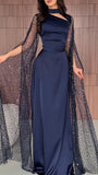 Elegant Sheath Blue Red Prom Dresses Long Senior Formal HZ0307