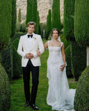 Elegant White Lace Mermaid Bridal Dresses Beach Forest Wedding HZ0307