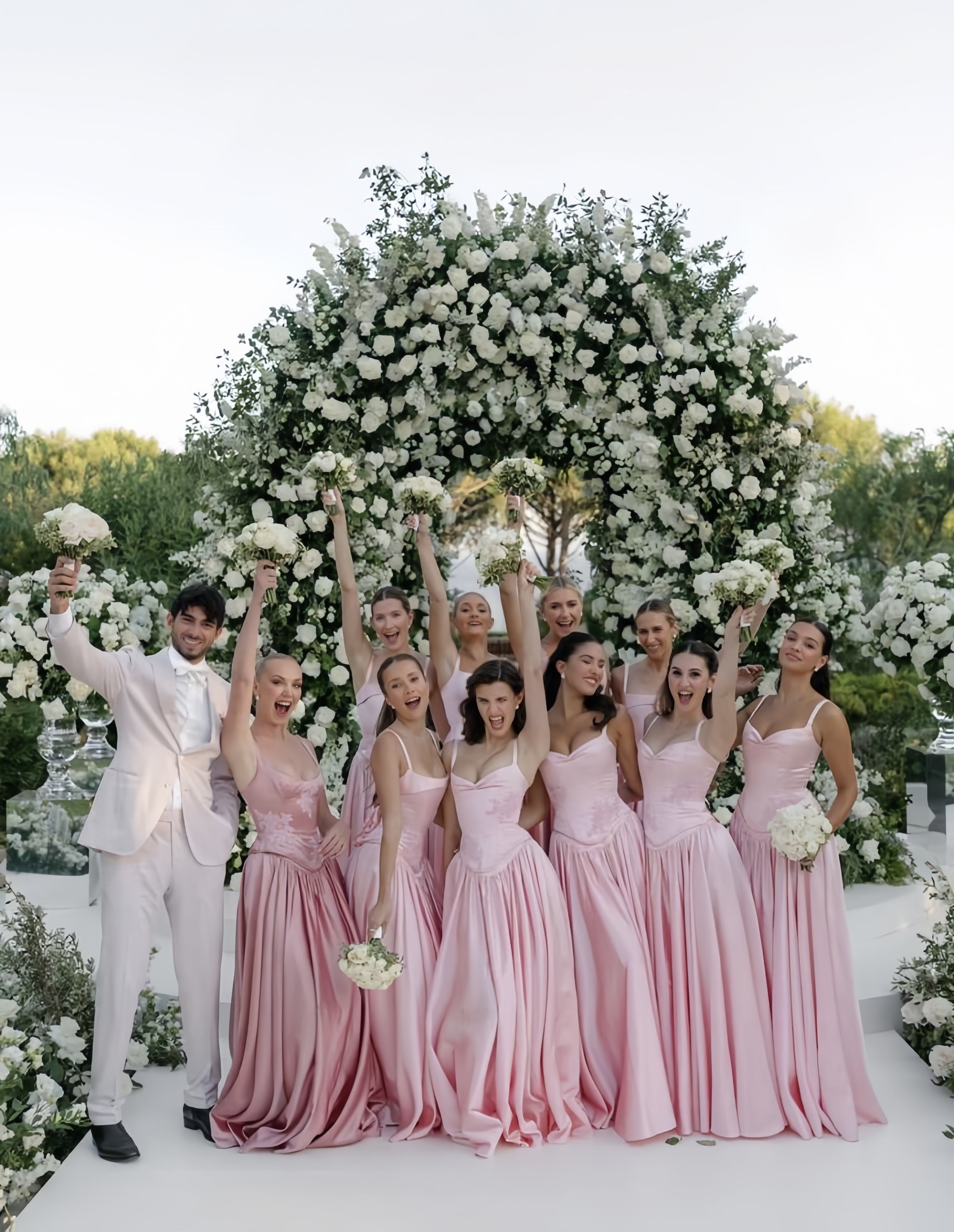 Elegant A Line V Neckline Bridesmaid Dress,Floor-length Satin Long Pink Evening Dress Prom Dresses , HZ0307