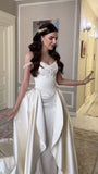 Exquisite Ivory Satin Wedding Dresses Slim Beaded Appliques Bridal HZ0307