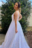 LTP0969,Sparkle white a-line prom dresses sequin evening formal HZ0307