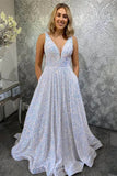 LTP0969,Sparkle white a-line prom dresses sequin evening formal HZ0307