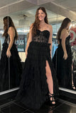 Black Multi Layers Tulle Lace Evening Prom HZ0307