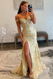 Off The Shoulder Lace Sequins Long Prom HZ0307
