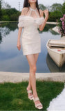 Fairy White Pleated Homecoming Dresses Mini Party Gown, HZ0307