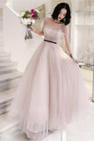 Fairy Off the Shoulder Pink Pearls Long Formal HZ0307