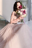 Fairy Off the Shoulder Pink Pearls Long Formal HZ0307