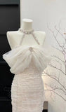 Fairy White Pleated Homecoming Dresses Mini Party Gown, HZ0307