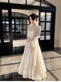 Fancy Ivory Beaded Floral Prom Dresses A-line Senior Party HZ0307
