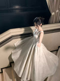Fancy Ivory Beaded Floral Prom Dresses A-line Senior Party HZ0307