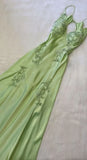 Fancy Mermaid Spaghetti Straps Green Backless Long Prom Dress Evening Dress Formal Dress, HZ0307