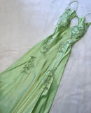 Fancy Mermaid Spaghetti Straps Green Backless Long Prom Dress Evening Dress Formal Dress, HZ0307