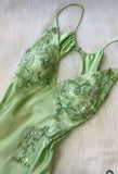 Fancy Mermaid Spaghetti Straps Green Backless Long Prom Dress Evening Dress Formal Dress, HZ0307