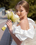 Puffy Shoulder Satin Mini Homecoming Dresses Short Party Dress, HZ0307