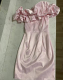 Puffy Shoulder Satin Mini Homecoming Dresses Short Party Dress, HZ0307