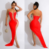 Fast Delivery Sexy Beaded Prom Dresses Long Bodycon Evening Party Dress HZ0307