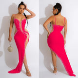 Fast Delivery Sexy Beaded Prom Dresses Long Bodycon Evening Party Dress HZ0307