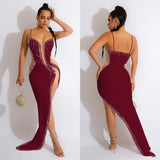 Fast Delivery Sexy Beaded Prom Dresses Long Bodycon Evening Party Dress HZ0307