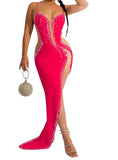 Fast Delivery Sexy Beaded Prom Dresses Long Bodycon Evening Party Dress HZ0307