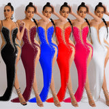 Fast Delivery Sexy Beaded Prom Dresses Long Bodycon Evening Party Dress HZ0307