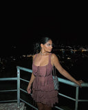Fast Delivery Sexy Two Pieces Brown Lace Mini Homecoming Cocktail Dresses, HZ0307