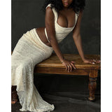 Fast Delivery Two Pieces Ivory Lace Mermaid Prom Evening Dress, HZ0307