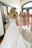 Fluffy White Pleated Wedding Dresses A-Line Bridal Dress, HZ0307