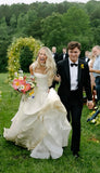 Fluffy White Pleated Wedding Dresses A-Line Bridal Dress, HZ0307