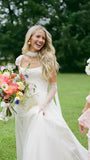 Fluffy White Pleated Wedding Dresses A-Line Bridal Dress, HZ0307