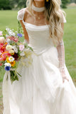 Fluffy White Pleated Wedding Dresses A-Line Bridal Dress, HZ0307