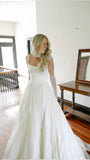 Fluffy White Pleated Wedding Dresses A-Line Bridal Dress, HZ0307