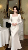 Formal Dress Ivory Mermaid Long Sleeves Party HZ0307