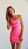 Fuchsia Bowknot Homecoming Dresses One Shoulder Bodycon Mini Party HZ0307