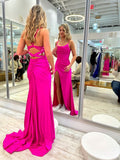 Fuchsia Mermaid Long Slit Prom HZ0307