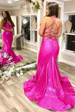 Fuchsia Mermaid Prom Dress Criss Cross Back Prom Dresses HZ0307