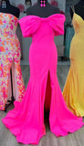 Fuchsia Off The Shoulder Mermaid Long Prom HZ0307