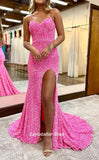 Sparkle V-Neck Sequined Long Formal Prom HZ0307