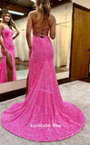 Sparkle V-Neck Sequined Long Formal Prom HZ0307