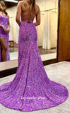 Sparkle V-Neck Sequined Long Formal Prom HZ0307