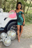 Glitter Off The Shoulder Homecoming Dresses Bodycon Mini Party Gown, HZ0307