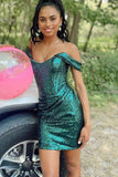 Glitter Off The Shoulder Homecoming Dresses Bodycon Mini Party Gown, HZ0307