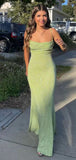 Glitter Spaghetti Straps Bodycon Prom HZ0307
