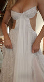 Glitter Spaghetti Straps Wedding Dress Sexy Bridal HZ0307