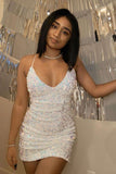 LTP1439,Glitter White Sequin Short Homecoming Dress Shiny Cocktail HZ0307