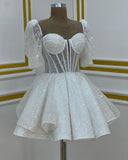 Glitter White Sequined Homecoming Dresses, Short Mini Party Dresses, HZ0307